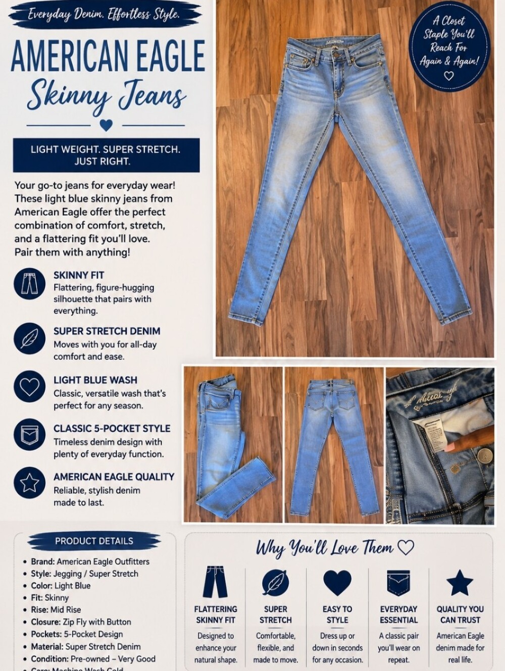 American Eagle Outfitters Light Blue Skinny Jeans